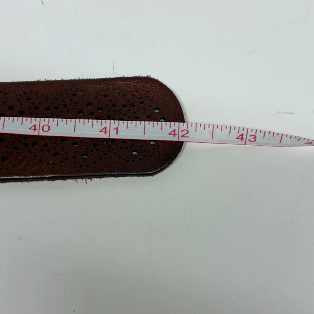 American Eagle Leather Belt Womens Large Brown Perforated Western Boho Artisan
